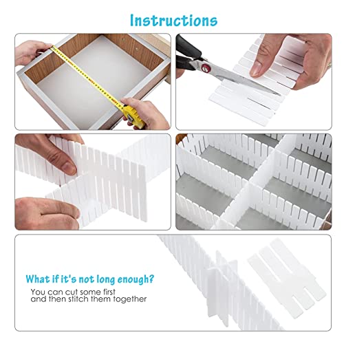 16 Pcs Drawer Divider Adjustable DIY Storage Organizer Separator for Tidying Clutter Cutlery Underwear Socks Clothes Dresses Desk & Box in Kitchen Bathroom Bedroom Office (Cut at Will) - size: 16 Pieces