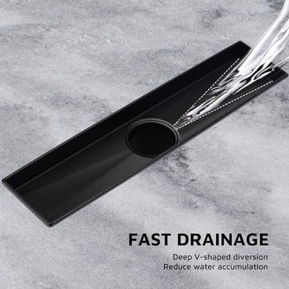 12 Inch Linear Shower Drain Matte Black, Rectangular Reversible 2 in 1 Tile Insert Grate, 304 Stainless Steel Shower Floor Drain Kit, Hair Catcher, Leveling Feet - color: Matte Black, size: 3"x 12"-Tile Insert