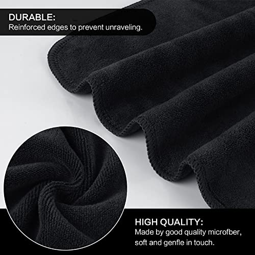 Microfiber Facial Cloths Fast Drying Washcloth 12inch x 12inch Absorbent Face Wash Cloth Soft Makeup Remover Cloths - color: Black-1, size: 1 Count (Pack of 6)