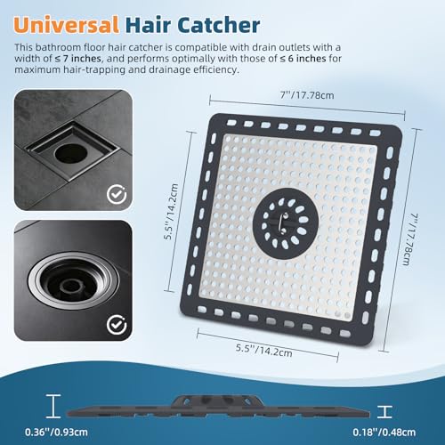 Hibbent Upgraded Shower Drain Hair Catcher, Shower Cover for Bathroom Floor 6" Drain, Anti-Clogging Bathtub Strainer, Stainless Steel Kitchen Sink Strainer with Handle, Dark Grey - color: 6' Dark Grey