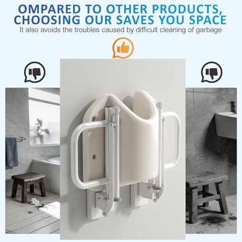 Wall Mounted Folding Shower Seat with U-Shaped | 330lbs Heavy Duty Support, Bathroom Safety Stool, For Elderly, Adults, Pregnant Women & Disabled