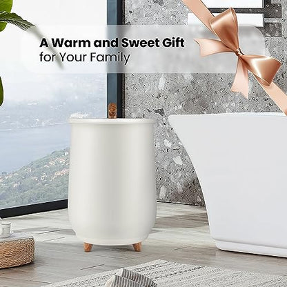 Tangkula Towel Warmer Bucket, 23L Large Luxury Bucket-Style Towel Warmer w/Fragrant Disc Holder, ETL Certified Bath Heater w/3-Level Heating, 20/40/60/90 Min Timer & Auto Shut Off (Handle, 23L, Grey) - color: Grey