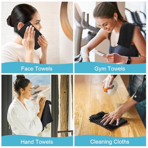 Orighty Wash Cloths, Face Towels 12x12 Inch 20 Pack | Soft Quick-drying Black Washcloths, Multi-Purpose Microfiber Face Cloths for Bathroom, Gym, Spa, Hotel, Travel - color: Black