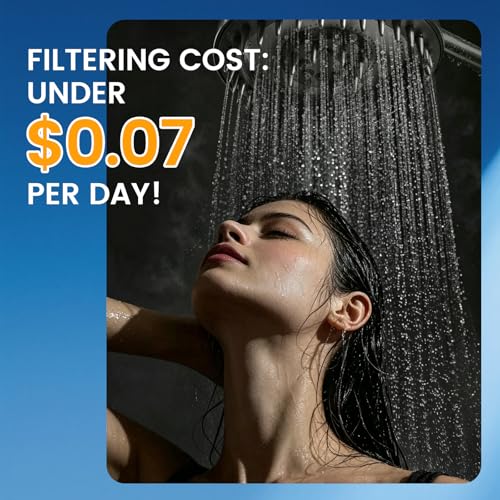 Filtered Shower Head with Handheld,2 Filters,High Pressure Shower Heads | ON/OFF Switch,4 Spray,Built-in Power Wash,Detachable Showerhead,Silicone Massage Brush,Remove Chlorine,Water Softener