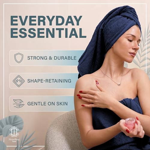Luxe 2-Piece Bath Towel Set – Large Soft Cotton Towels, Absorbent, Durable & Skin-Friendly, Machine Washable, 27 x 54 in (Navy Blue) - color: Navy Blue