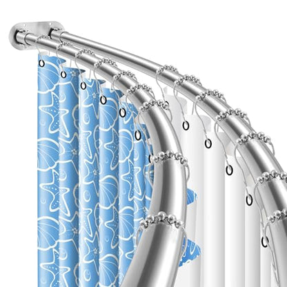Double Curved Shower Curtain Rod 42 to 72 Inches Elegant Double Shower Curtain Rod Adjustable Wall Mounted Double Shower Curtain Pole for Bathroom (Silver, 42 to 72") - color: Silver 1, size: 42"-72"