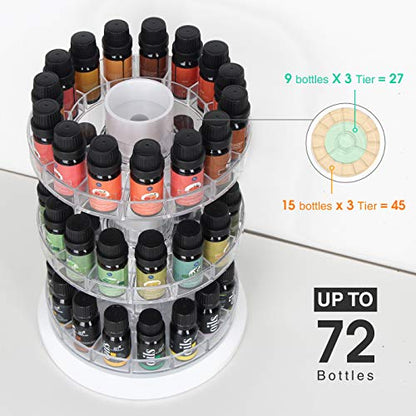 J JACKCUBE DESIGN Rotating Essential Oil Display Stand Spinning Rack for 45 Bottles(up to 72) Organizer 3 Tier Storage Holder -MK505B (3 Tier) - color: 3 Tier