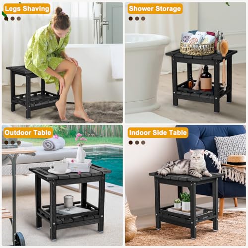 NALONE Shower Bench, HDPE Shower Stool for Shaving Legs with Handle (Black) | Indoor and Outdoor Use, All Weather and Long Last, Perfect for Inside Shower - size: Black