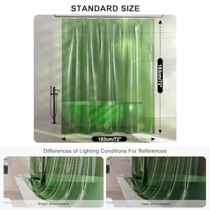 AmazerBath Shower Curtain Liner for Summer, 100% EVA Clear Green Heavy Duty Luxury Shower Curtain and Liner 2-in-1, 72x72 Plastic Weighted Shower Liner, 12 Rustproof Grommets & 3 Heavyweight Stones - color: Rainbow Emerald, size: 72"W x 72"L (Pack of 1)
