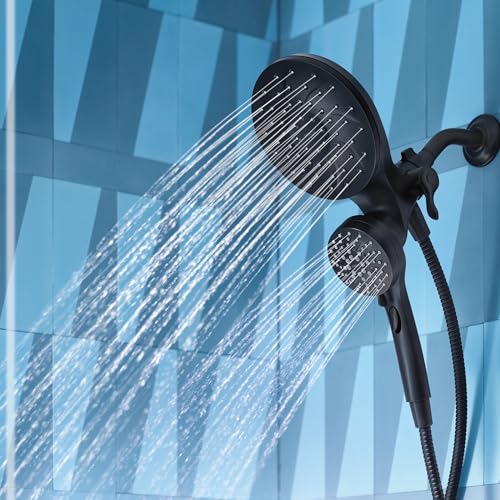 Moen Engage Magnetix Matte Black Multi-Function Handshower and Rainfall Shower Head Trim Combo with Shower Handle, Tub Spout, Metal Hose, and Valve, 82304BL - color: Matte Black