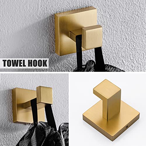 YACVCL 5 Piece Bathroom Hardware Set Brushed Gold, SUS304 Stainless Steel 23.6 Inch Bathroom Towel Holder Set, Brushed Gold Bathroom Accessories, Wall Mounted Towel Holder Set - color: Brushed Gold