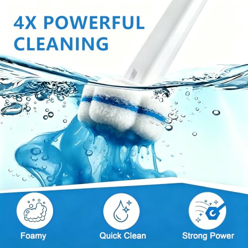 Disposable Toilet Brush and Holder, 2-Piece Wall Mounted Cleaning System with 80 Refills, for Bathroom, Sink and Bathtub