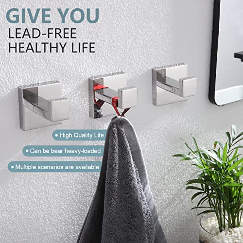 KOKOSIRI Bathoom Towel Hook Wall Mount Square Bath Robe Hook Coat Hook Kitchen Garage Heavy Duty SUS 304 Stainless Steel 3 Pack Polished Chrome B1010CH-P3 - color: Polished Chrome, size: 3 Pack