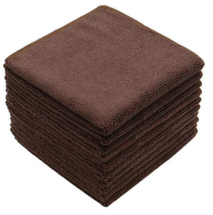 Microfiber Cleaning Cloth, Washcloths, 12x12 inch, 10 Pack, Brown | Fast Drying Dish Cloths for Washing Dishes, Ultra Absorbent Dish Rags, Lint Free Cleaning Rags For House&Kitchen - color: Brown