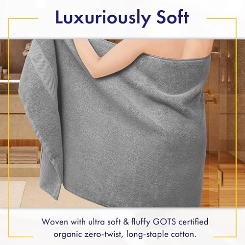 100% Organic Zero-Twist Cotton Towels - GOTS Certified Luxury Bath Towels - Ultra Soft & Plush 700GSM Long-Staple Cotton - 6 Piece Towel Set (Pewter Grey) - color: Pewter, size: 6pc Towel Set