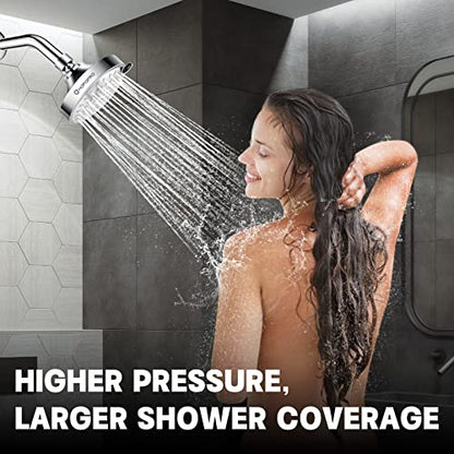 High Pressure Shower Head, HOPOPRO 5-Mode Fixed Showerhead, NBC Recommended | The Washington Post, NBC News, Today TV Show Recommended, Consumer Reports Tested High Flow Fixed Shower Head (4 Inch Silver) - color: Silver, style: 4 Inch Modern