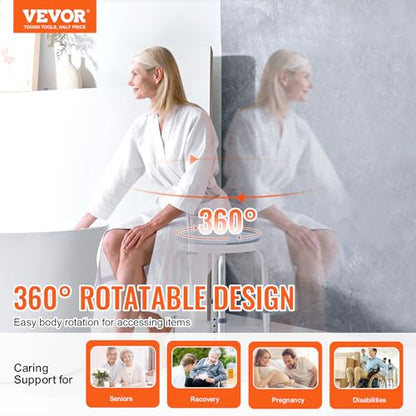VEVOR Shower Chair for Inside Shower, 360 Degree Swivel Shower Seat, Adjustable Height Shower Stool, Non-Slip Bench Bathtub Seat Stool for Elderly Disabled Adults Handicap, 300 lbs Capacity - size: 300 lbs 360 Degree Swivel Seat