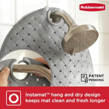 Rubbermaid INSTAMAT Bath Tub Shower Mat, Non-Slip Tub Mat with Suction Cups, Bath Mat Hangs on Showerhead for Quick Dry, 27.2 x 15.2 Inch, BPA-Free, Easy to Clean, for Inside Tub or Shower, Grey - color: Grey