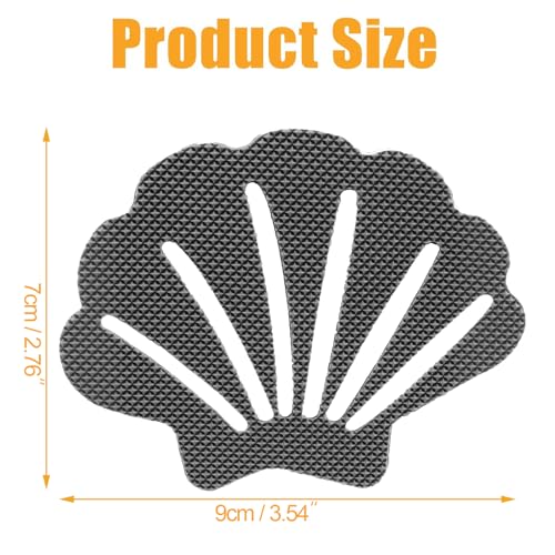 12Pcs Grey Bathtub Stickers Non Slip | Shell Shaped, Safety Shower Treads, Adhesive, For Bathroom Bathtub & Shower Floor - color: Grey