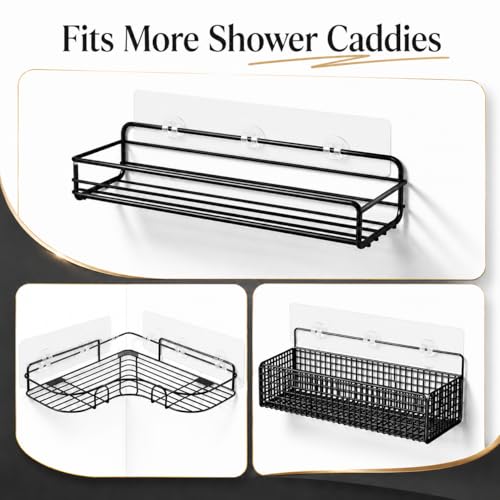 Shower Caddy Adhesive Replacement, 8 Pcs Strong Shower Shelf Adhesive, WaterProof Showers Adhesives Strip, Ad-hesive Hook for Showers, No Drilling for Bathroom Storage Shelve and Kitchen Rack - color: 8pcs Transparent