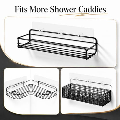 Shower Caddy Adhesive Replacement, 8 Pcs Strong Shower Shelf Adhesive, WaterProof Showers Adhesives Strip, Ad-hesive Hook for Showers, No Drilling for Bathroom Storage Shelve and Kitchen Rack - color: 8pcs Transparent
