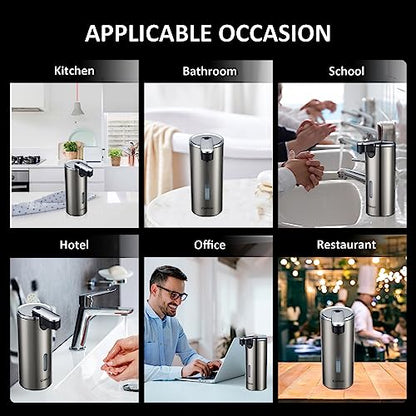 Automatic Soap Dispenser, Automatic Liquid Soap Dispenser Touchless, 12oz/340ml, 3-Level Adjustable, Battery Operated, Water-Resistant for Bathroom, Kitchen and School, Clog-Free, Stainless Steel - color: Chromed & Stainless Steel