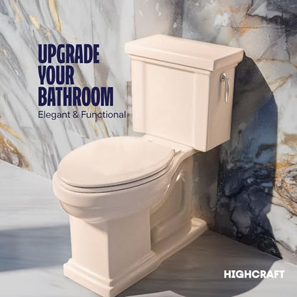 HIGHCRAFT Premium Elongated Toilet Seat with Slow-Close Design & Adjustable Hinges - Molded Wood Toilet Seat - Fits Standard Elongated Toilets - Oval Seat in Bone/Beige - color: Bone, size: Elongated