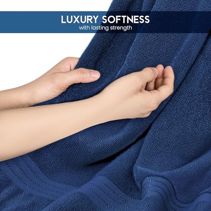Bliss Casa Jumbo Bath Sheet 2-Pack — 35″×70″ Oversized Cotton Bath Sheets, Ultra-Soft & Highly Absorbent – Quick-Dry, Hotel-Quality & Durable - color: Navy, size: 2 Pack Bath Sheet