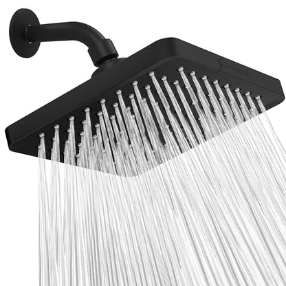 SparkPod Rain Shower Head, 8 Inch Square, Midnight Black Matte Finish | High Pressure Shower Heads, 90 Nozzles, Adjustable Showerhead, No Tools Needed, Universal Connection - color: Midnight Black Matte, style: 8 Inch Square