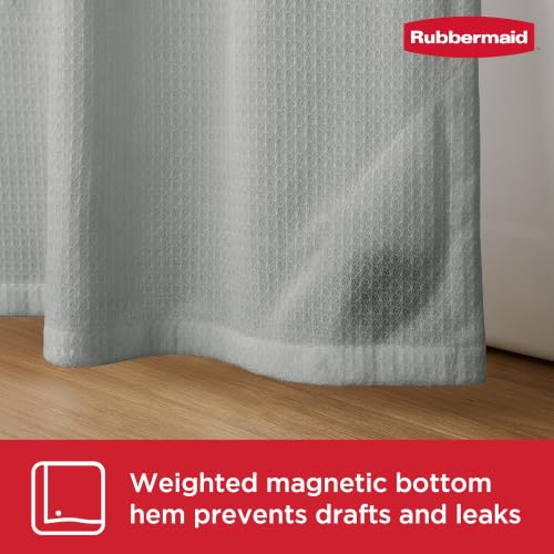 Rubbermaid Grey Shower Curtain Liner: Waterproof Fabric Shower Liner for Bathroom, with 2 Magnets and Rustproof Grommets, 70x72, Standard Size, Gray - color: Grey