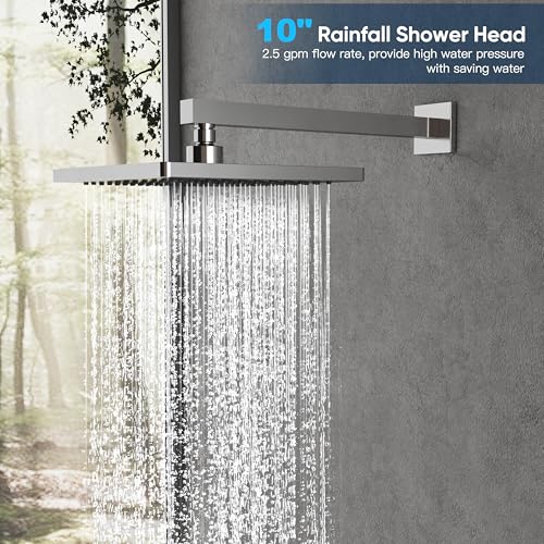 Gabrylly Shower System, Shower Faucets Sets Complete for Bathroom with High Pressure 10" Rain Shower and Handheld Shower, 2 Way Shower Valve Kit, Chrome - color: chrome 02