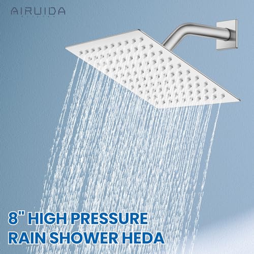 Airuida 8 Inch Shower Faucet Set,Bathtub Faucet Kit,8 Inch-Chrome Polish | Shower Tub Faucet Set,Male Threads Rough-In Valve,Square Head Shower System - color: Chrome, size: 8 Inch