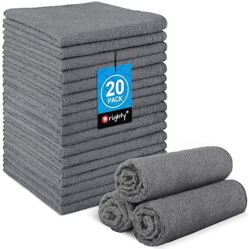 Orighty Wash Cloths, Face Towels 12x12 Inch 20 Pack | Soft Quick-drying Grey Washcloths, Multi-Purpose Microfiber Face Cloths for Bathroom, Gym, Spa, Hotel, Travel - color: Grey