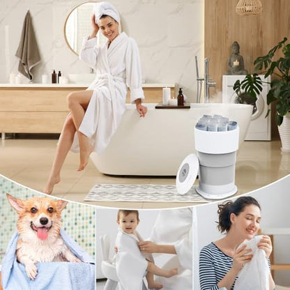 Fistone Foldable Towel Warmer for Bathroom – 23L Large Rapid Heat Towel Warmers Bucket with 3 Heat Levels, One-Touch Start, Auto Shut-Off Timer