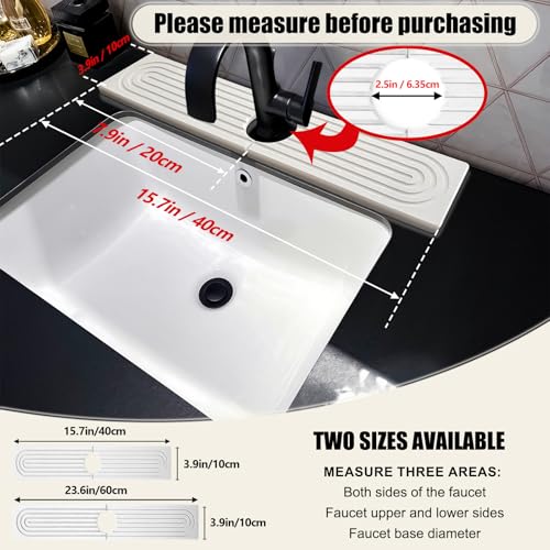 Stone Faucet Mat For Kitchen Sink, Kitchen Faucet Absorbent Mat, Kitchen Sink Splash Guard Stone, Super Absorbent, Diatomite Faucet Mat For Bathroom Counter (White) - size: 15.7" x 3.9"