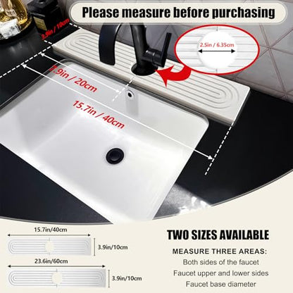 Stone Faucet Mat For Kitchen Sink, Kitchen Faucet Absorbent Mat, Kitchen Sink Splash Guard Stone, Super Absorbent, Diatomite Faucet Mat For Bathroom Counter (White) - size: 15.7" x 3.9"