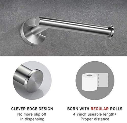MARMOLUX ACC 2-Pc Bathroom Hardware Set - Hand Towel Holder for Bathroom Wall - Toilet Paper Holder Stand Wall Mount - Towel Holder Hanger Rack Stainless Steel Bathroom Set Towel Ring - Brushed Steel - color: Brushed Steel, size: 2pc Bundle