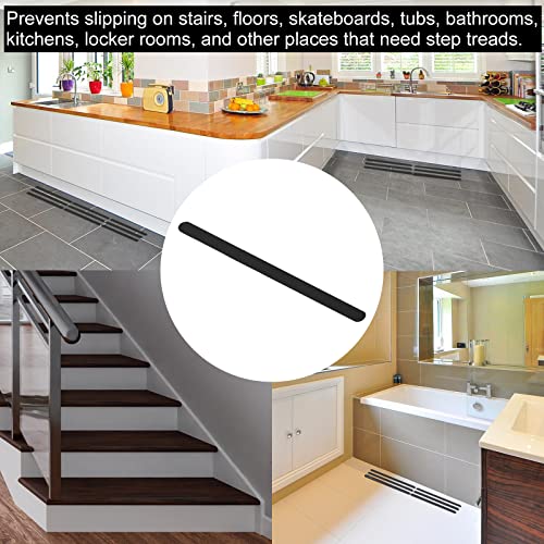 PATIKIL Non Slip Bathtub Stickers 15 x 0.8 Inch, 12 Pack Safety Shower Treads Adhesive Decal Square with Scraper for Stairs Tub Shower, Black - color: Black, size: 15 x 0.8"