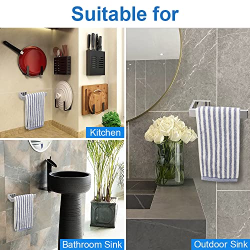 TocTen Hand Towel Holder/Towel Ring - Thicken SUS304 Stainless Steel Bathroom Hand Towel Hanger, 9 Inch Heavy Duty Wall Mounted Towel Rack, Square Hand Towel Bar for Bathroom Hardware (Chrome, 9 in) - color: Chrome, size: 9 In-Rectangular