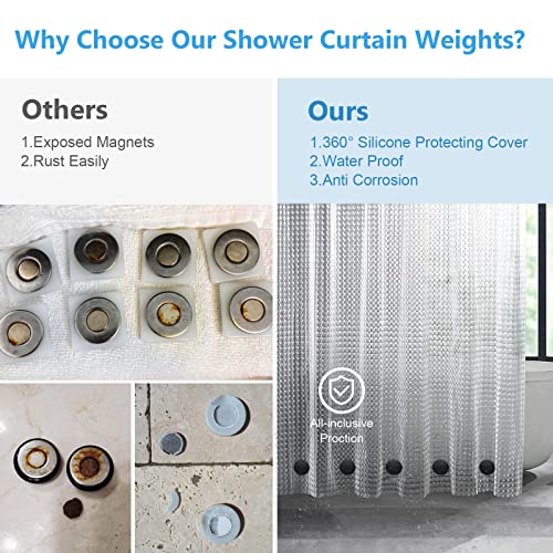 VANZAVANZU 5 Pairs Shower Curtain Weights, Silicone Wrapped Magnets, Heavy Duty Magnets Prevent Curtain Liner from Blowing, Rust-Free, Black - color: Black, size: 1.2"W x 1.2"L (Pack of 5)