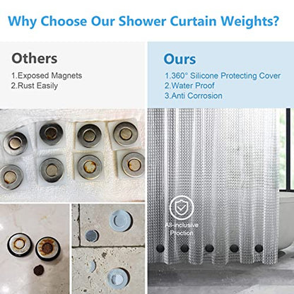 VANZAVANZU 5 Pairs Shower Curtain Weights, Silicone Wrapped Magnets, Heavy Duty Magnets Prevent Curtain Liner from Blowing, Rust-Free, Black - color: Black, size: 1.2"W x 1.2"L (Pack of 5)