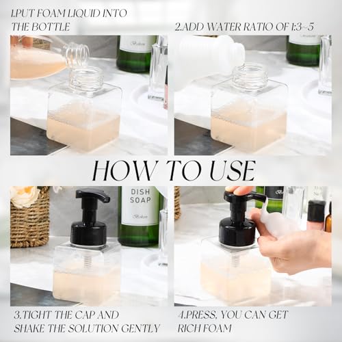 Foaming Soap Dispenser 8.5 oz Foam Pump Bottle Bulk Empty Travel Foaming Dispenser Refillable Hand Soap Plastic Pump Bottle Travel Clear Container for Bathroom Vanities(24 Pcs,Black) - color: Black