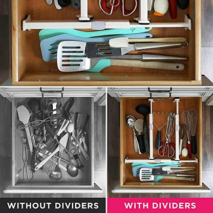 6 Drawer Organizer and Dividers, Organize Silverware and Utensils in Home Kitchen, Divider for Clothes in Bedroom Dresser, Designed to Not Snag Underwear and Bra Fabrics, Bathroom Storage Organizers - size: 4" Tall, 11"-17" Long, 6 Pack