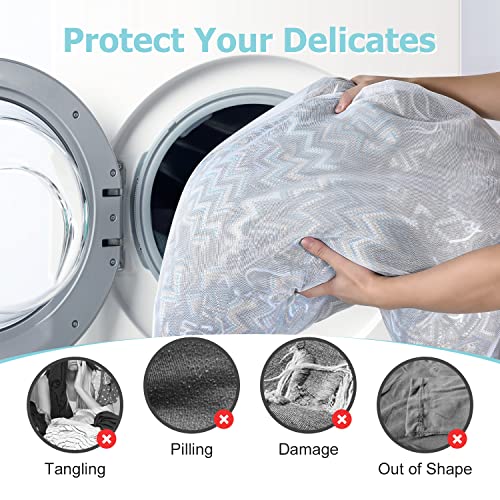 OTraki Large Mesh Laundry Bags 24x32 inch Hanging Delicates Mesh Laundry Bag with Handles Lingerie Bags Washing Machine Bag Zipper Opening,Don't Drying, Melting 140-176℉,White | Mesh Laundry Bag with Handles Washing Machine Bag Zipper Opening,Don't Drying