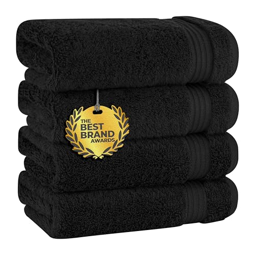 Cotton Paradise Hand Towels for Bathroom, 100% Cotton Turkish 4 Piece Hand Towel Set, Soft Absorbent Face Towels, Black Hand Towels - color: Coal Black, size: 16"x28"
