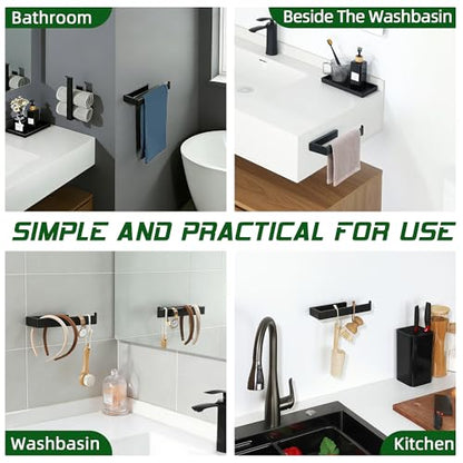 Alise Hand Towel Holder for Bathroom Wall Mounted,Matte Black | SUS304 Stainless Steel, Full Square, Towel Hanger Towel Bar Towel Rack for Bathroom Walls,Lavatory,Kitchen