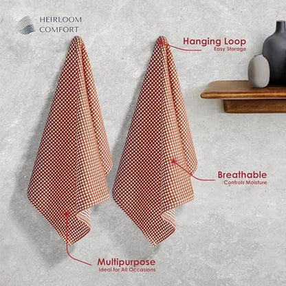 12 Pack Dual Tone Reversible Waffle Weave Kitchen Towels, 16x26 Inch, 100% Cotton, Absorbent, Quick Dry Dishcloth Set, Soft and Durable, Rust - color: Rust, size: 16 x 26 - Pack of 12