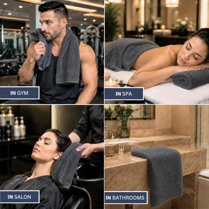 Bulk 18-Pack Bath Towels, 24x48, Commercial-Grade Spa Towel, Grey | Medium-Weight 100% Ring-Spun Cotton Bath Towels, Soft, Absorbent & Quick-Drying - color: Grey, size: 24" x 48" - 18 Pack