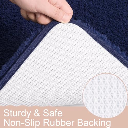 AROGAN Bathroom Rugs, Thick Soft Non Slip Bath Mat, 20x30 Inch Navy Blue | Absorbent Microfiber Rubber Backing, Quick Dry Bathroom Mat Shower Mat, Machine Washable Plush Carpets - color: Navy Blue, size: 1'8" x 2'6" (20" x 30")