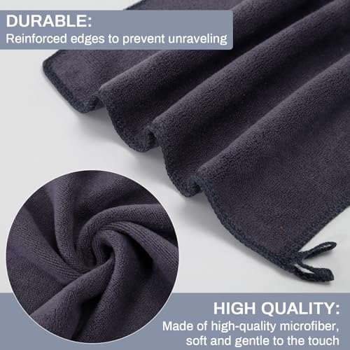 Makeup Remover Washcloths, 6 Pack Microfiber Face Towels, Plush & Thick, Ultra Soft Reusable Towels for Face & Hands, Highly Absorbent & Gentle 12 x 12 Inches, Black Gray - color: Black Gray